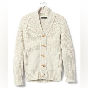 Banana Republic Heritage Men's Cream Shawl Collar Toggle Wool Blend Cardigan